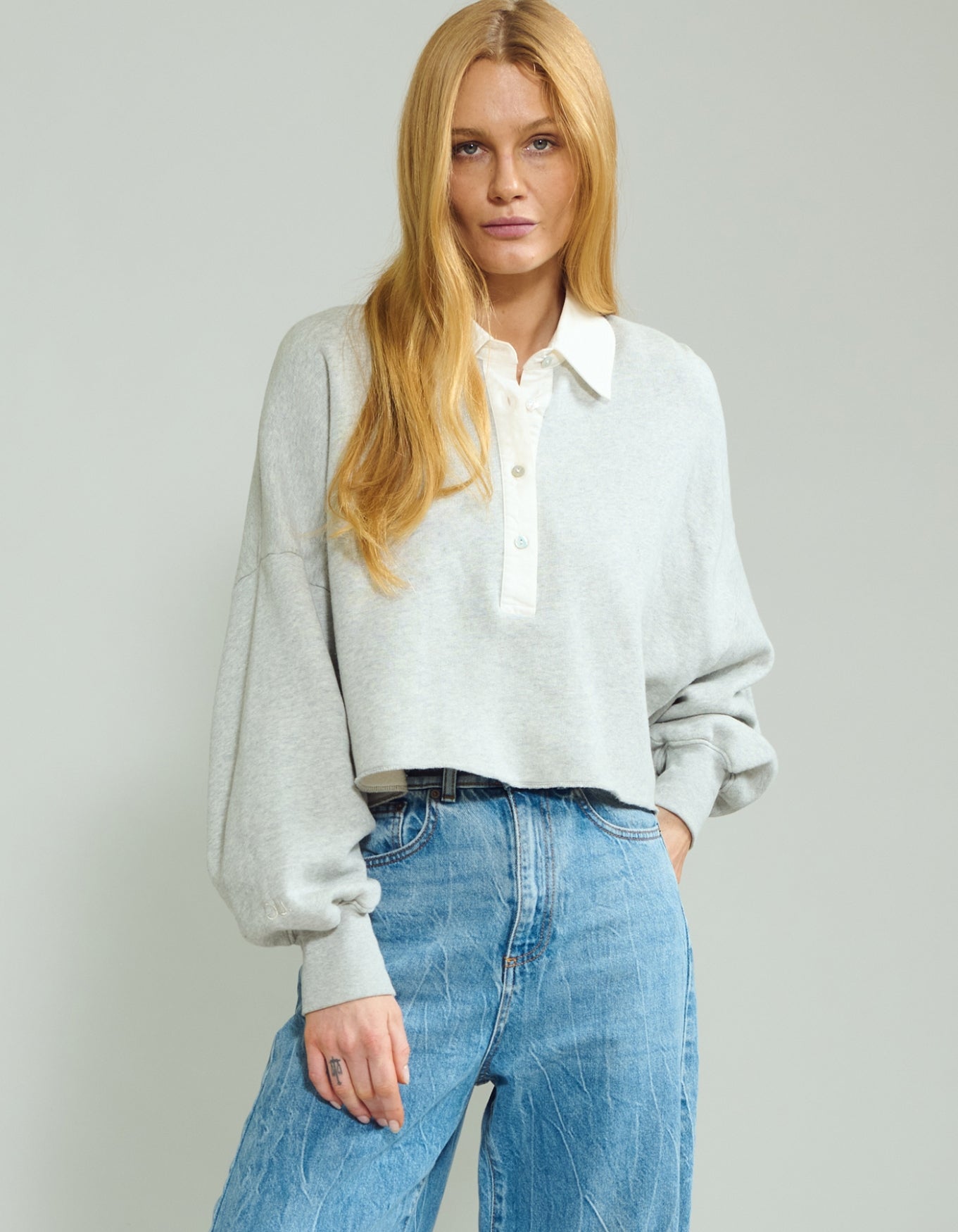 Sweater Polo Retouche | Grey Melange