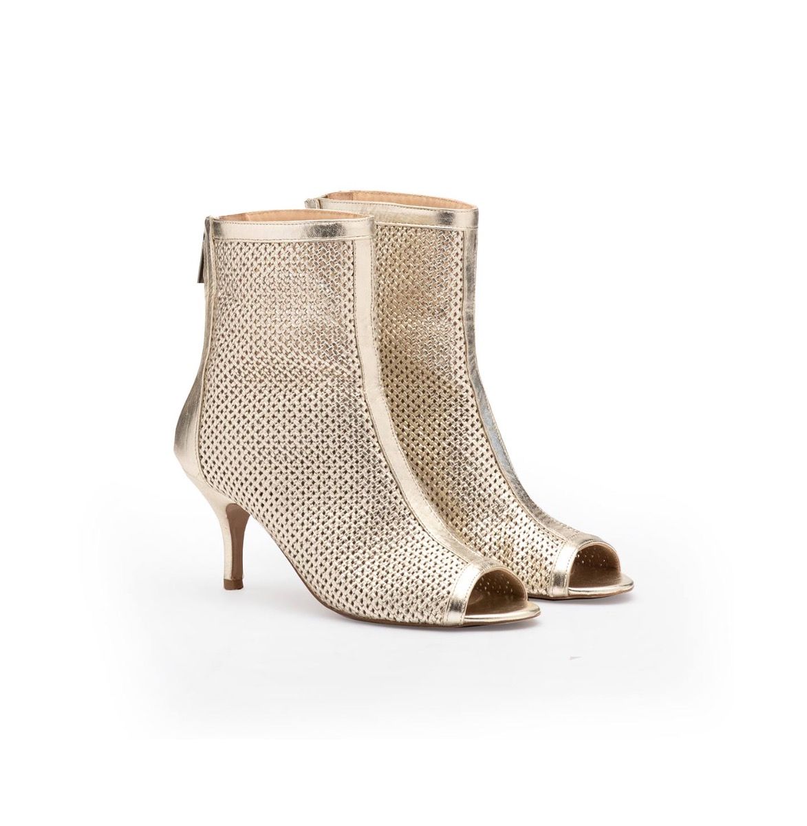 Gold heel outlet booties